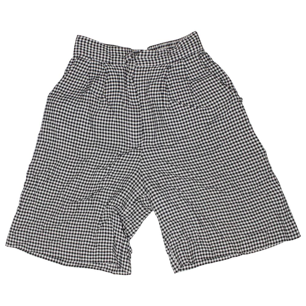 Vintage gingham plaid picnic shorts black white long high waist 90s light sz 6